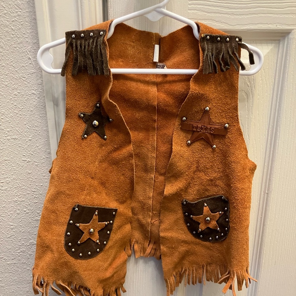 Vintage Kids Western Cowboy suede vest Sheplers Halloween
